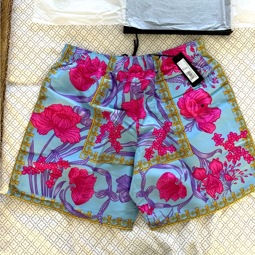 Versace acid bouquet floral swim trunks